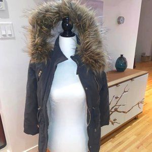 New Chelsea Winter Parka sz 10/12 years removable hood trim. Faux fur lined.